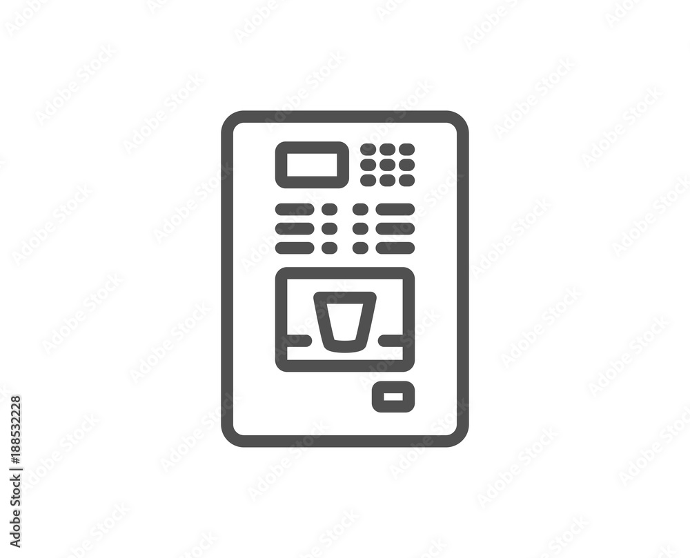 Coffee vending machine line icon. Hot drink sign. Fresh beverage symbol. Quality design element. Editable stroke. Vector Coffee vending machine line icon. Hot drink sign. Fresh beverage symbol. Quality design element. Editable stroke. Vector