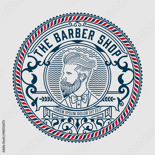 Barber shop logo with hipster man