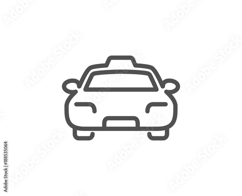 Taxi line icon. Client transportation sign. Passengers car symbol. Quality design element. Editable stroke. Vector