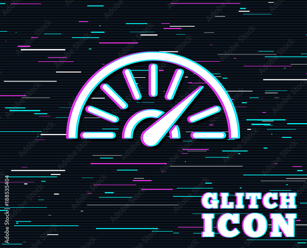 Glitch effect. Tachometer sign icon. Revolutioncounter symbol. Car