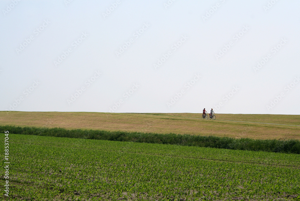 Bikers in a desolate landscape Bikers in a desolate landscape