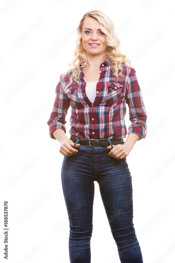 Mid aged woman casual style posing Mid aged woman casual style posing