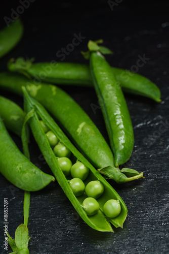 green peas on black