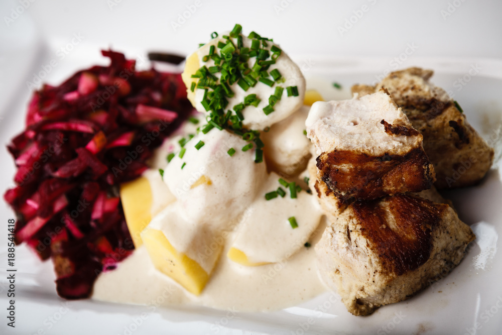 Grilled turkey with boiled potatoes Grilled turkey with boiled potatoes