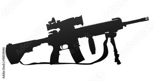 Military Style Automatic Rifle Silhouette Vector Illustration
