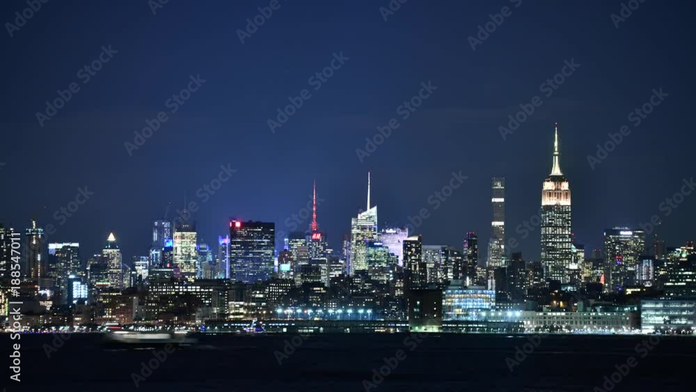 4K Timelapse of New York City Skyline. Manhattan at Night. United States of America. 4K Timelapse of New York City Skyline. Manhattan at Night. United States of America.
