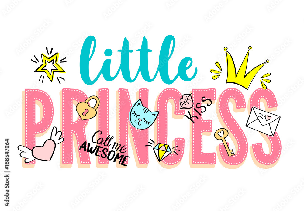 Little Princess lettering with girly doodles and hand drawn phrases for ...