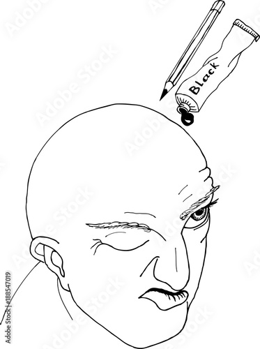 Portrait of hairless men.Freehand sketch drawing for adult antistress coloring book