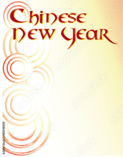 Chinese New Year Poster Template with Gold and Red Swirls