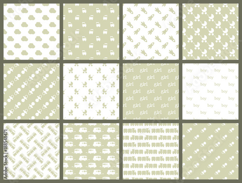 Baby shower toys seamless pattern background vector cute wallpaper scrapbook newborn textile paper illustration.