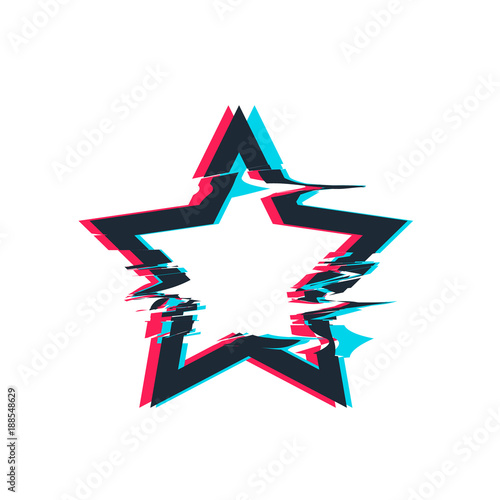 Glitch distortion frame. Vector star illustration