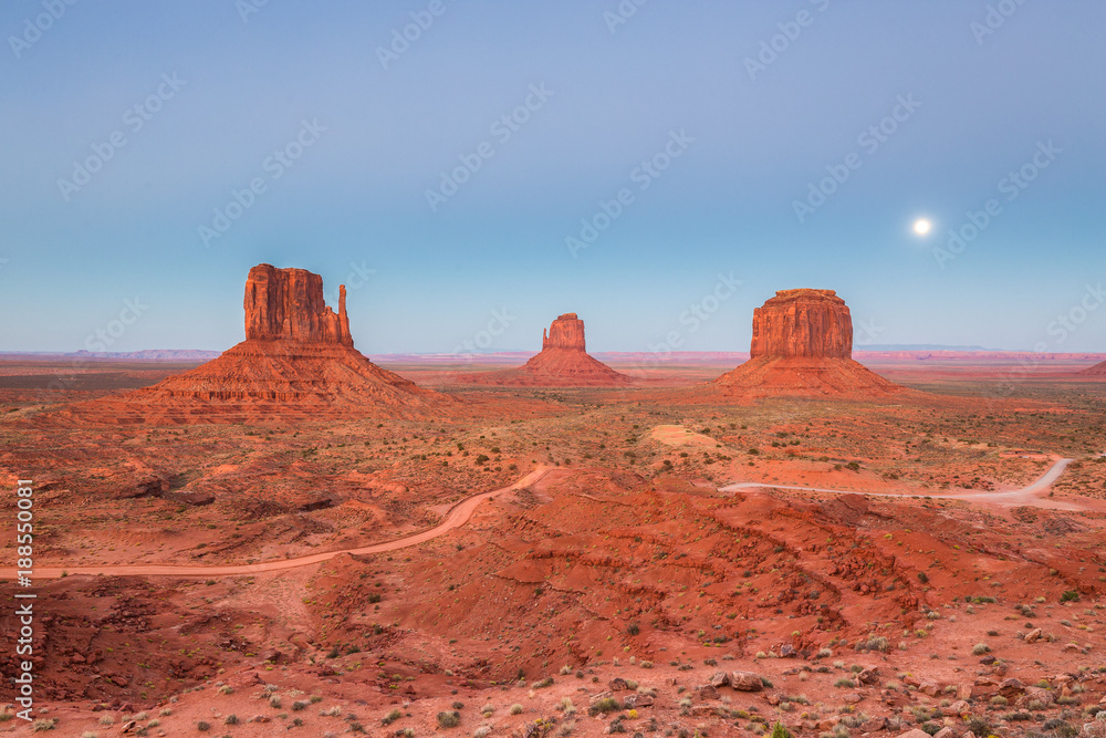 Classic view of Monument Valley at sunset, Arizona, USA Classic view of Monument Valley at sunset, Arizona, USA