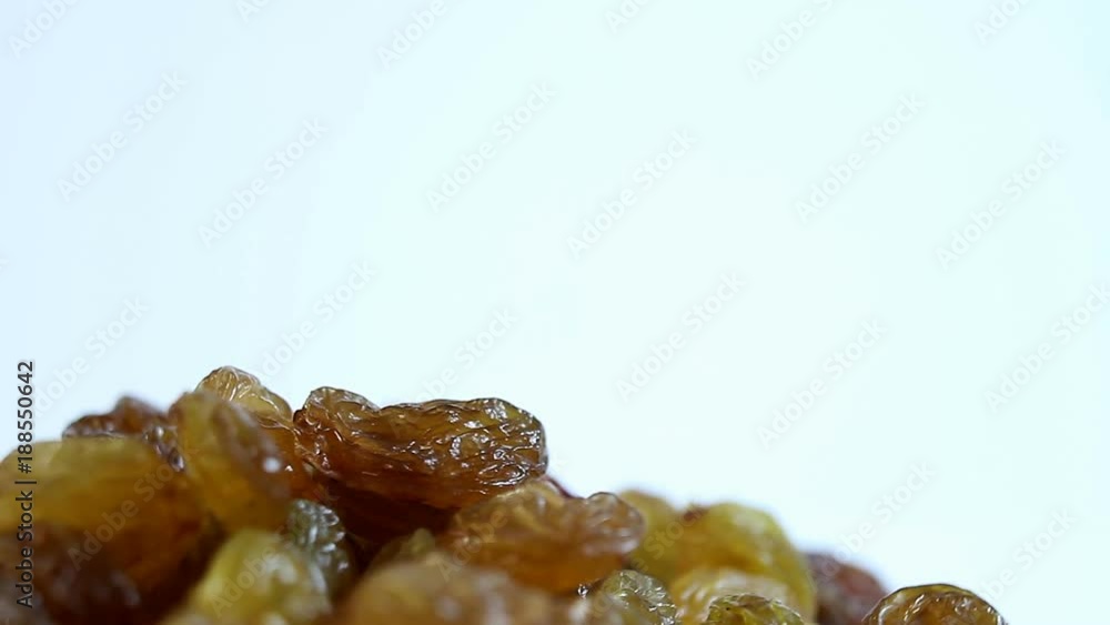 rotating raisins on white background rotating raisins on white background