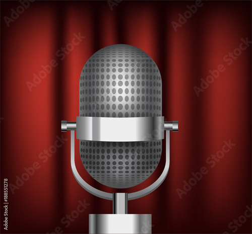 Vector bright retro microphone.
