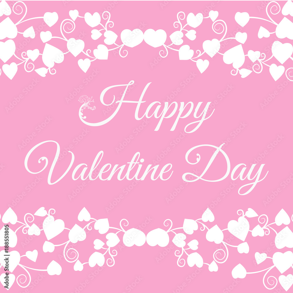 Happy Valentine's day typographic poster with handwritten text of calligraphy isolated on a pink background.