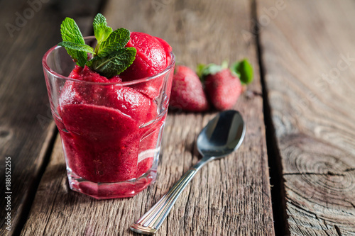 Homemade strawberry sorbet photo