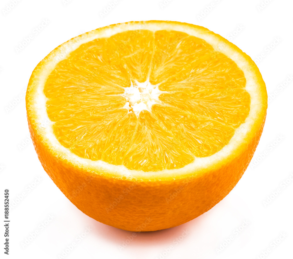 half of orange isolated on a white background half of orange isolated on a white background