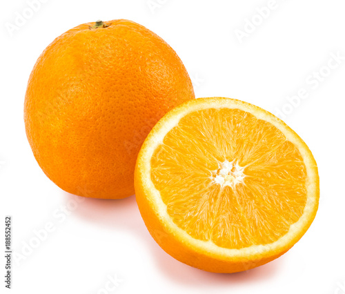 orange with half of orange isolated on the white background