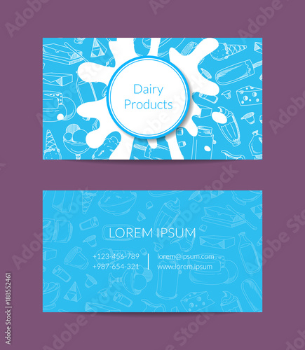 Vector business card for dairy shop or organic farm