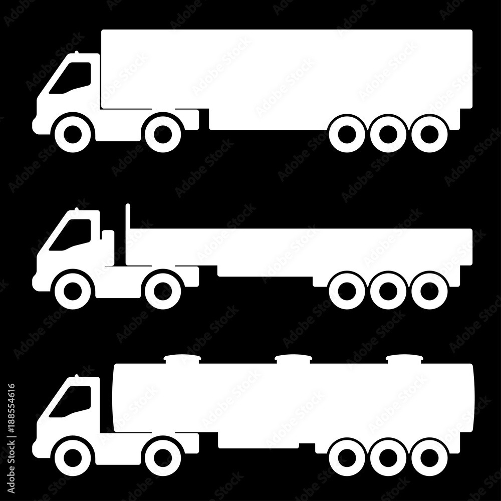 Set of silhouettes the cargo trucks. Set of silhouettes the cargo trucks.
