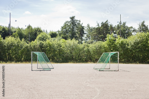 Two small goal posts in playground