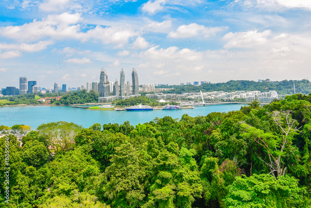 Cityscape of Singapore. View from Sentosa Island.