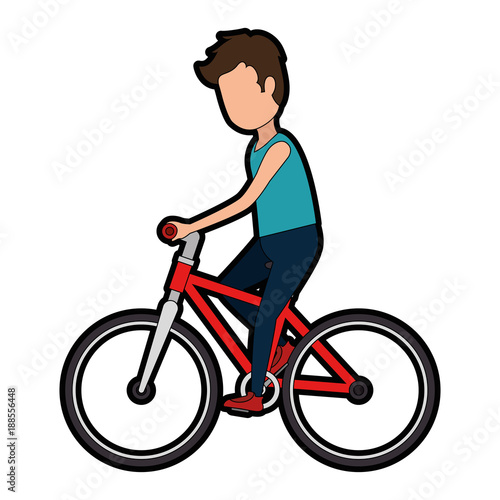 man riding bicycle avatar character vector illustration design