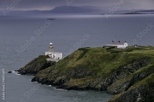 The Bailey Lighthouse in Dublin Bay on a misty Day