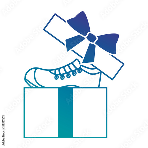 giftbox with sport shoe tennis vector illustration design