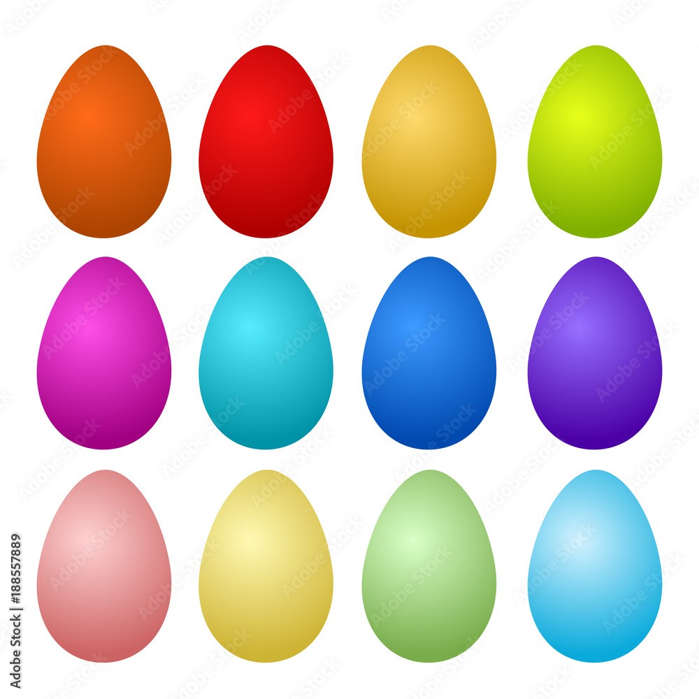 12 Colorful Painted Easter Eggs on white, stock vector illustration 12 Colorful Painted Easter Eggs on white, stock vector illustration