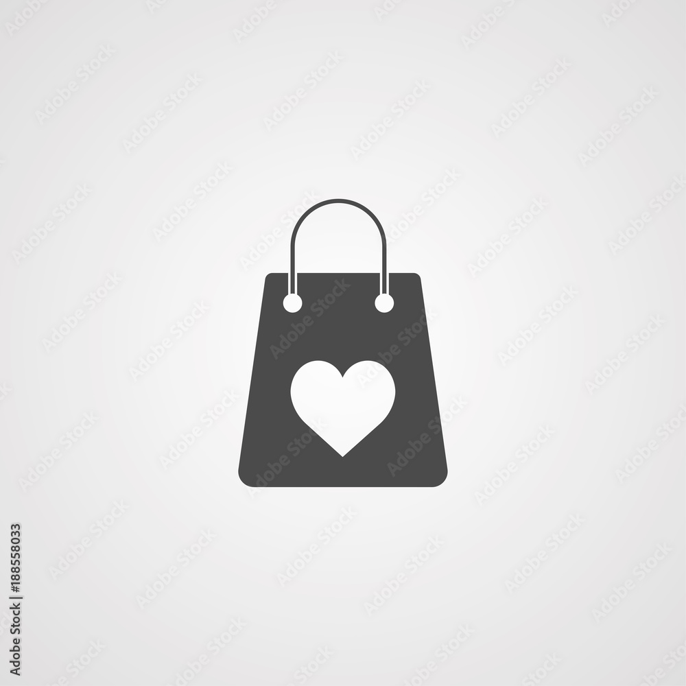 Shopping bag with heart valentines day vector icon Shopping bag with heart valentines day vector icon
