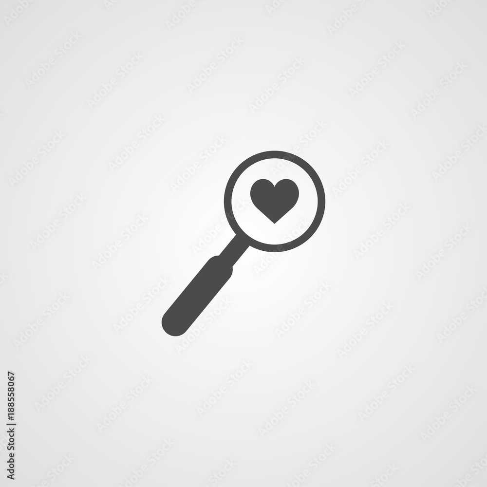 Search with heart valentines day vector icon Search with heart valentines day vector icon