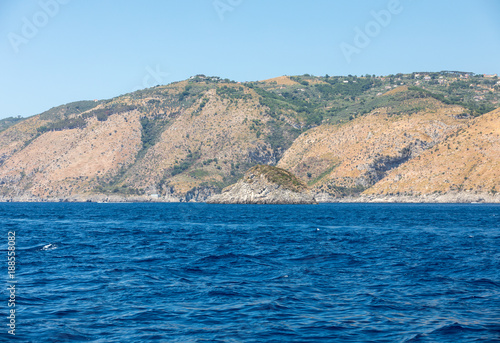 A view of the Amalfi Coast between Sorrento and Positano. Campania. Italy