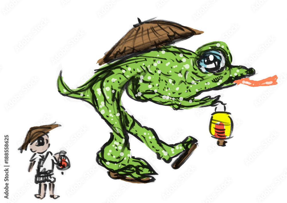 Obraz premium カエルのお化けと一つ目小僧