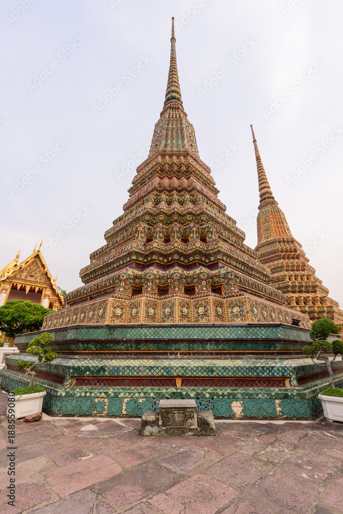Big pagoda in Wat Phra Chettuphon Wimon Mangkhalaram Ratchaworamahawihan (Wat Pho) / Wat Pho public landmark of Bangkok