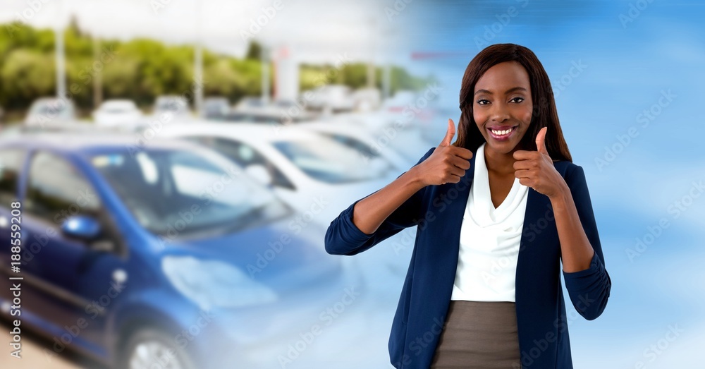 car sales woman thumbs up car sales woman thumbs up