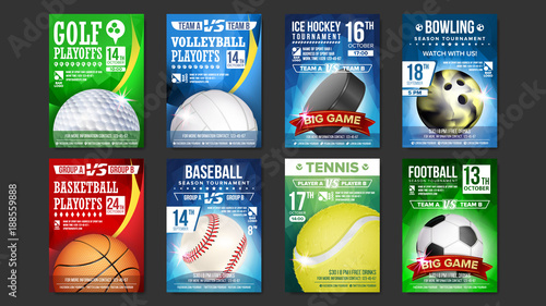 Photography Sport Posters Set Vector