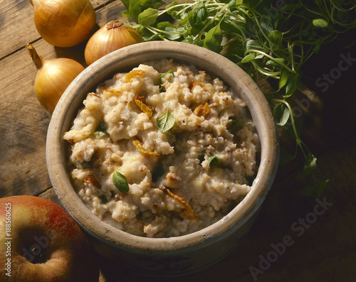 Schmalz mit Apfel,Zwiebel und Majoran verfeinert photo