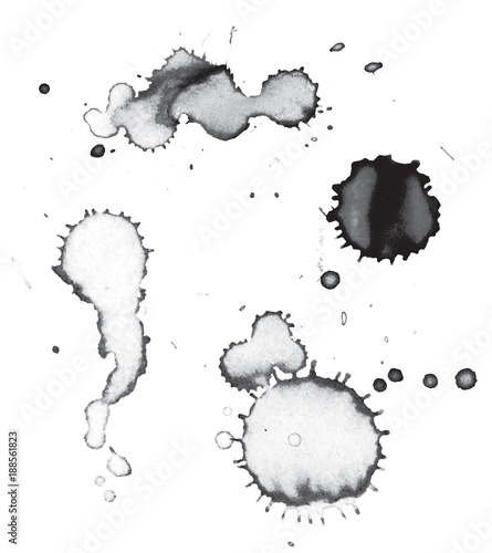 Black Ink and Paint Drips and Splatters Illustration