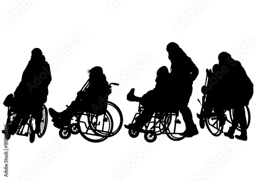 Woman in a wheelchair on a white background