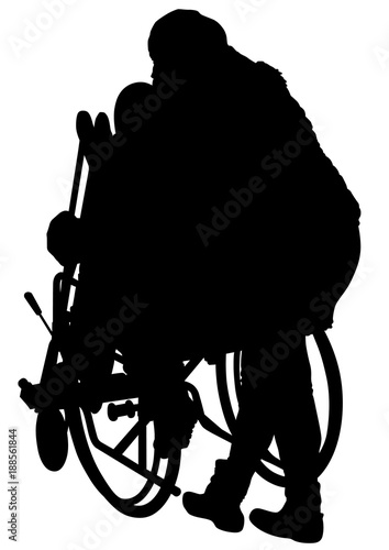 Woman in a wheelchair on a white background