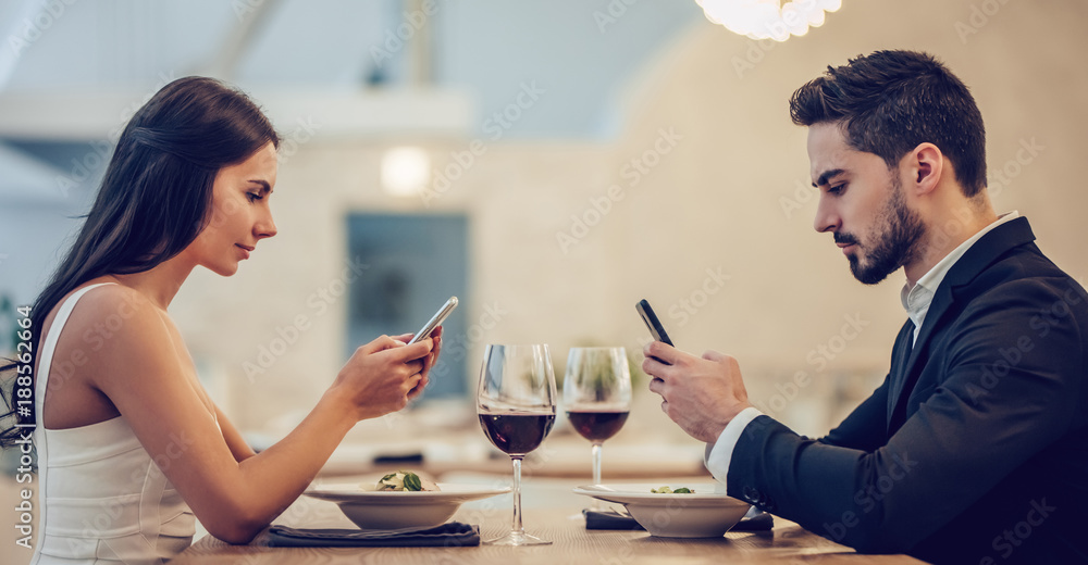Romantic couple in restaurant Romantic couple in restaurant