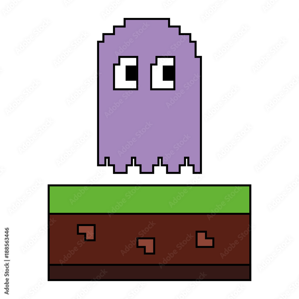 pixel ghost game play character arcade vector illustration pixel ghost game play character arcade vector illustration