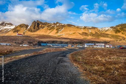 Beautiful View and landscape picture of Iceland s golden circle road with the  mountain as a background