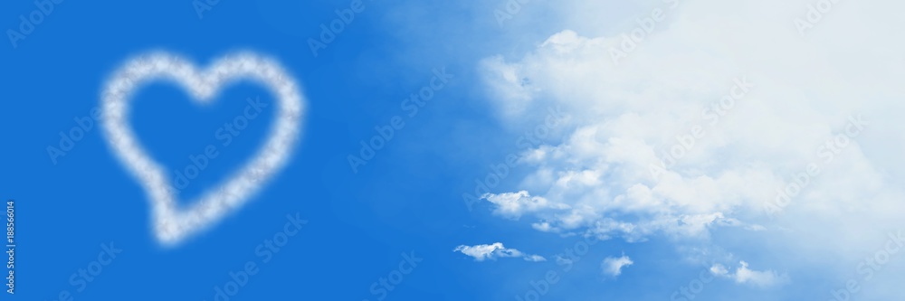 Fototapeta premium Heart Cloud Icon with sky