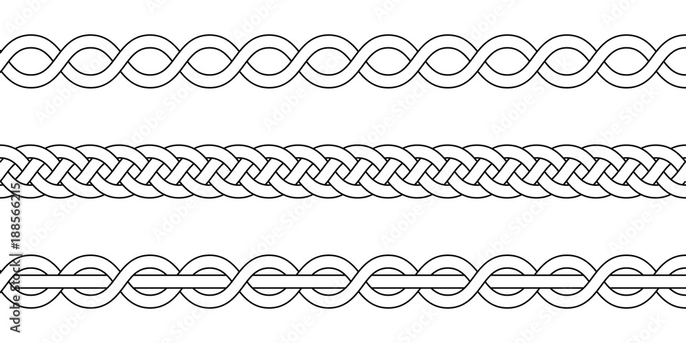 macrame crochet weaving, braid knot, vector knitted braided pattern intersecting strands wicker
