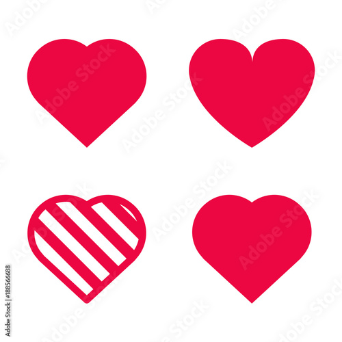 Hearts icons. Set of red hearts icons