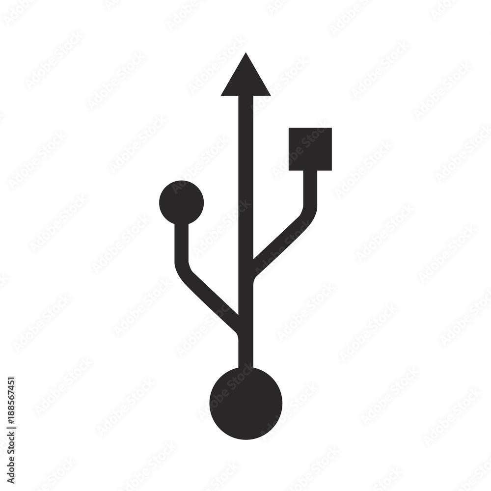 USB icon isolated on a white background. USB icon isolated on a white background.