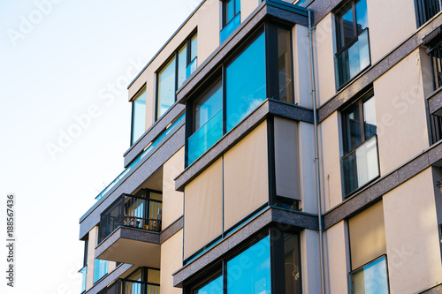 very modern and futuristic glass apartment building