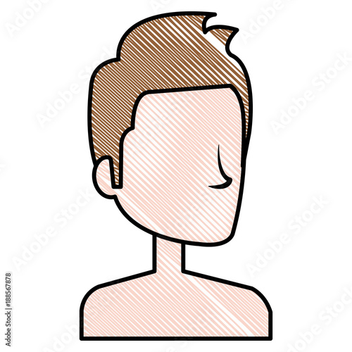 young man shirtless avatar character vector illustration design